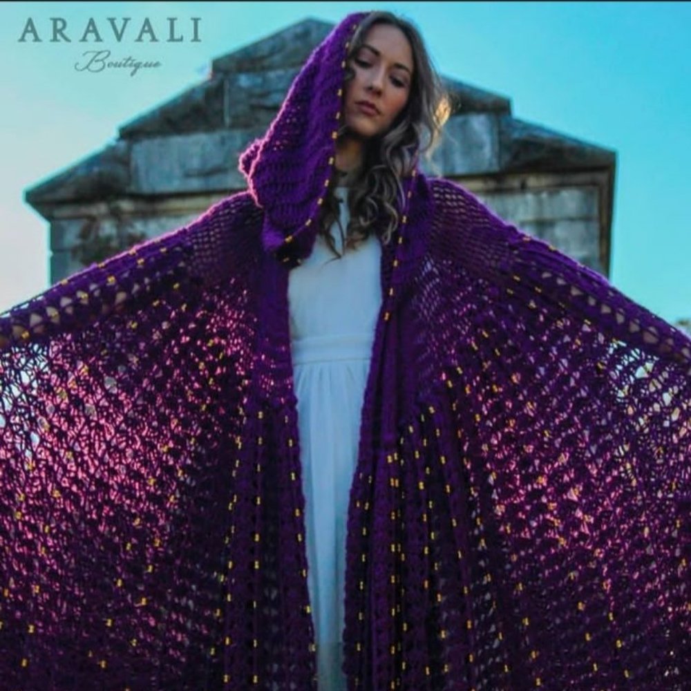 Royal Purple Turkish Cotton Hooded Cape